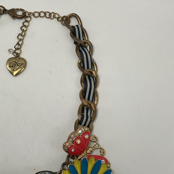 Betsey Johnson Yacht Club Lucite Flowers Rhinestone Necklace - Picture 5 of 15
